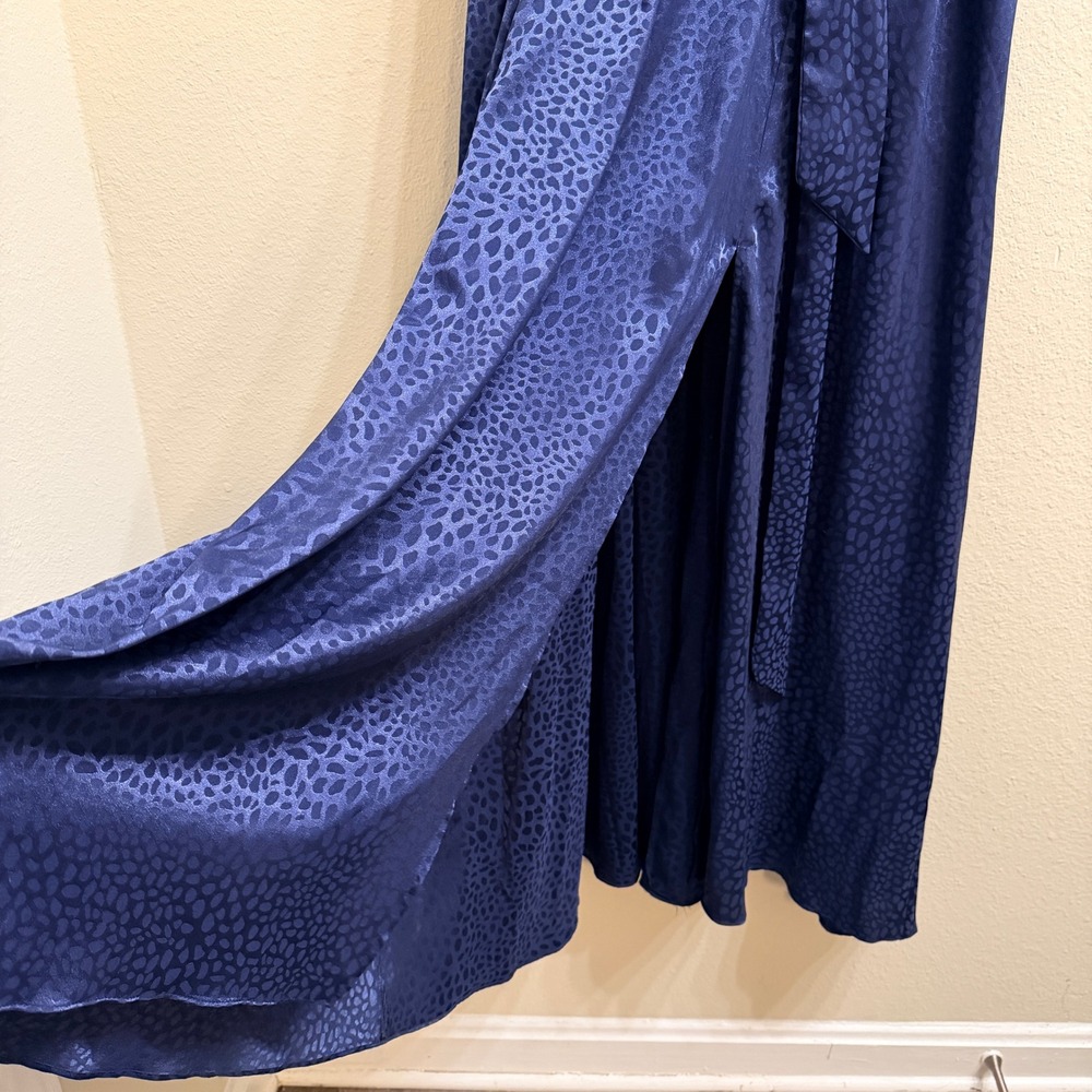 Baltic Born Savannah Print Kimono Maxi Dress N avy Blue Size Large True Wrap - Picture 8 of 9